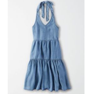 American Eagle denim halter babydoll dress